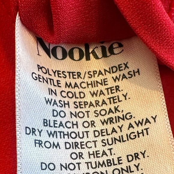 Noookie Bold Red Off-Shoulder Fitted Sheath Dress Spaghetti Strap Size Small - Picture 12 of 12